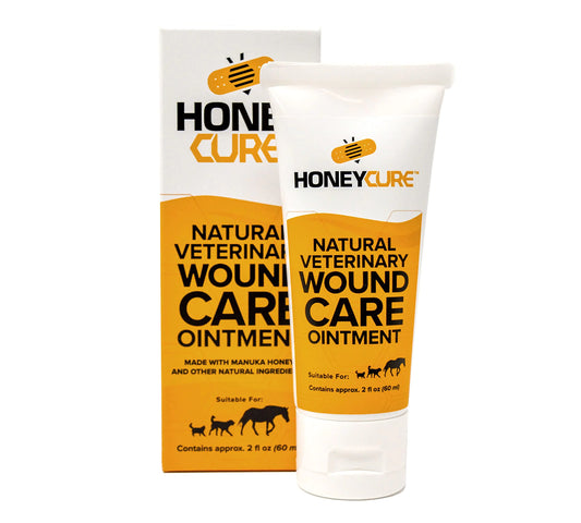 HoneyCure Natural Veterinary Ointment for Wound Care Manuka Honey for Dogs Cats & Horses 2 oz. Tube